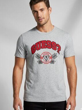 NWT Guess Men’s Heather Grey Red Logo Graphic T-Shirt Tee Short Sleeve Small